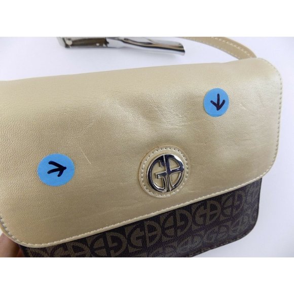 Giani Bernini Colorblocked Signature Crossbody Handbag Brown Gold - Picture 2 of 8